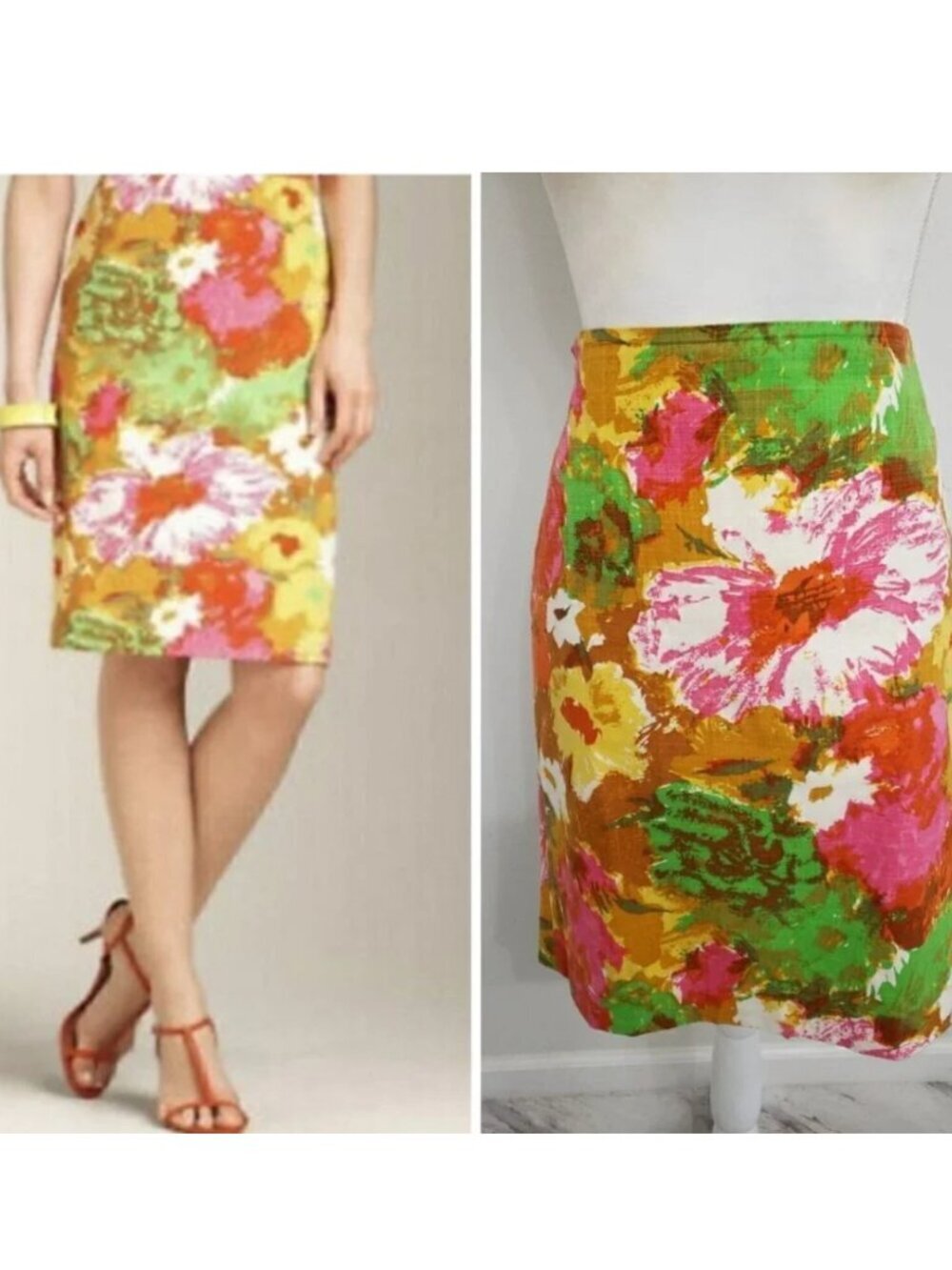 Talbots Straight Multi Color Floral Pencil Skirt Sz 10 Petite